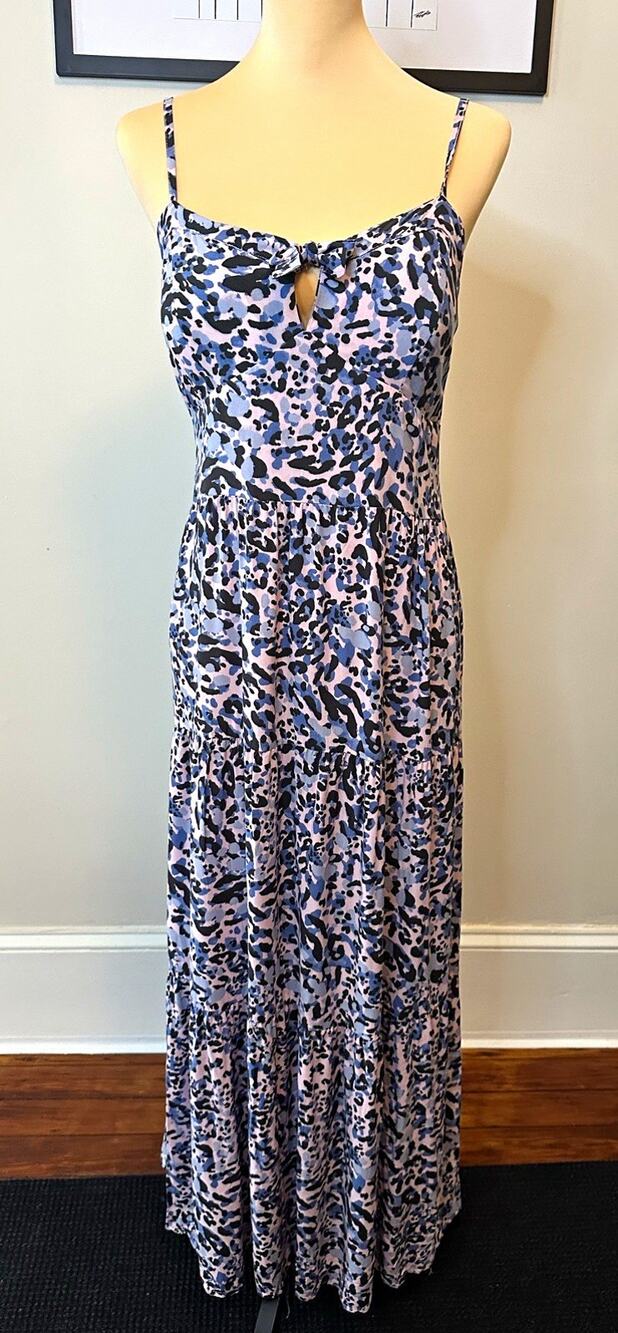 New Look blue leopard print maxi dress in size XL.